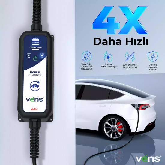 VENS PPORTEXA 11 / 22 kW Taşınabilir Şarj Cihazı